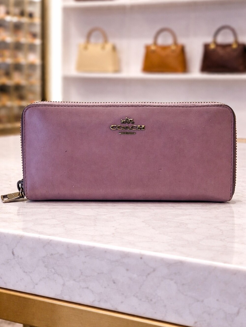 Coach Purple Leather Zip Wallet - GUC